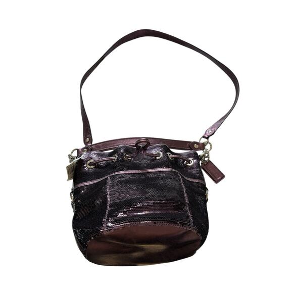 Coach Poppy Special Edition Sequins Amethyst Cinch Drawstring Bucket 17906 NWT - Picture 13 of 14